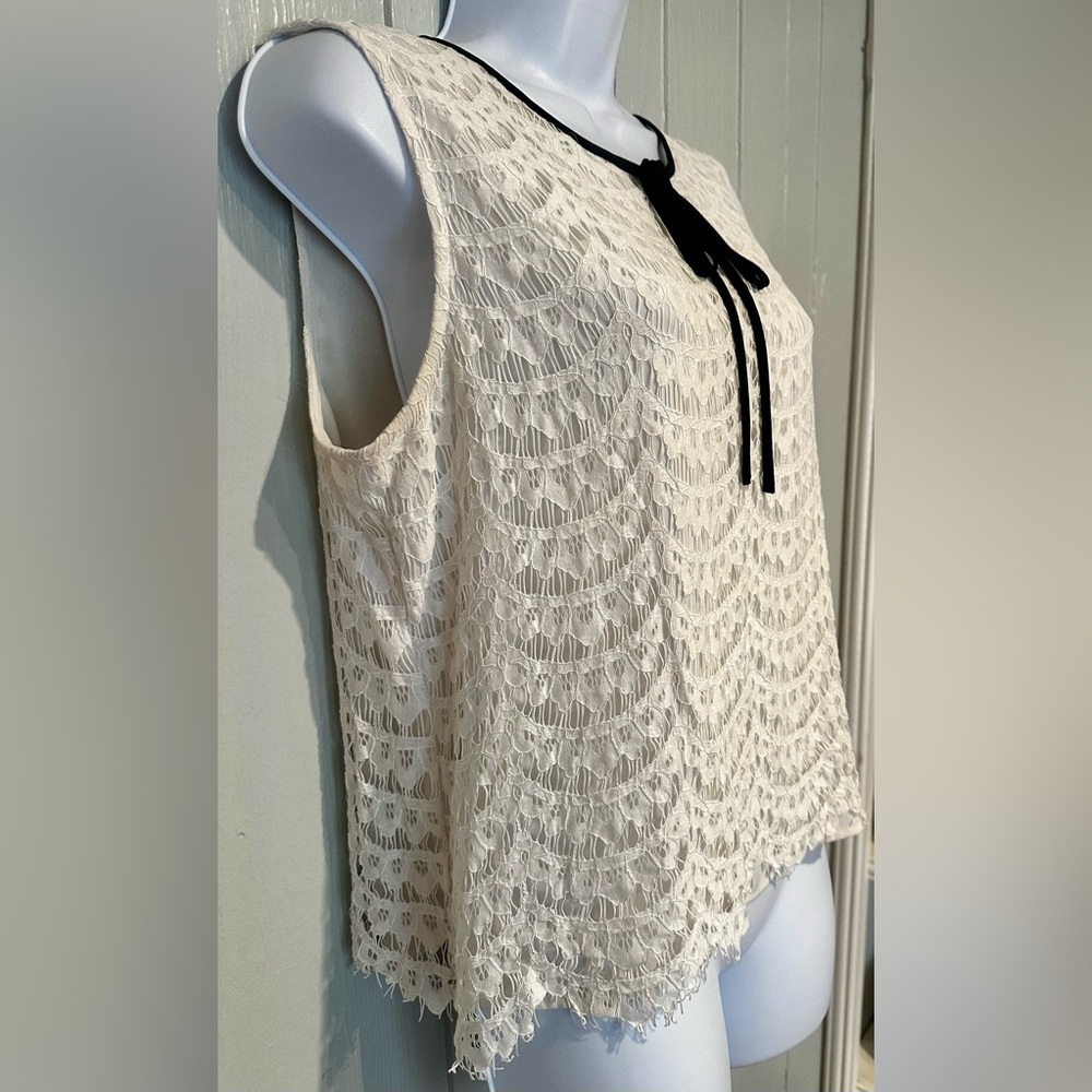 Vince Camuto Cream and Black Lace Top - Picture 4 of 6
